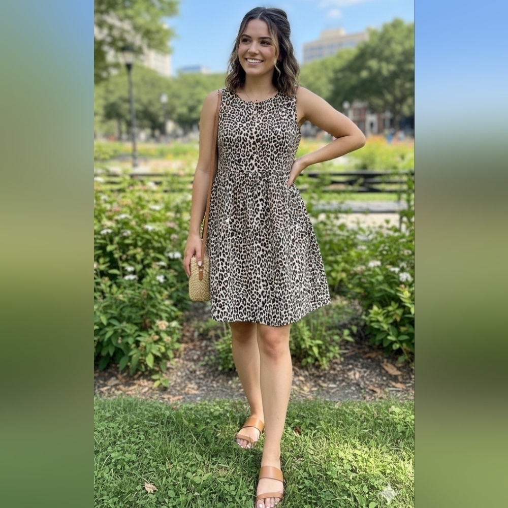 Apt 9 cheetah print midi dress size large